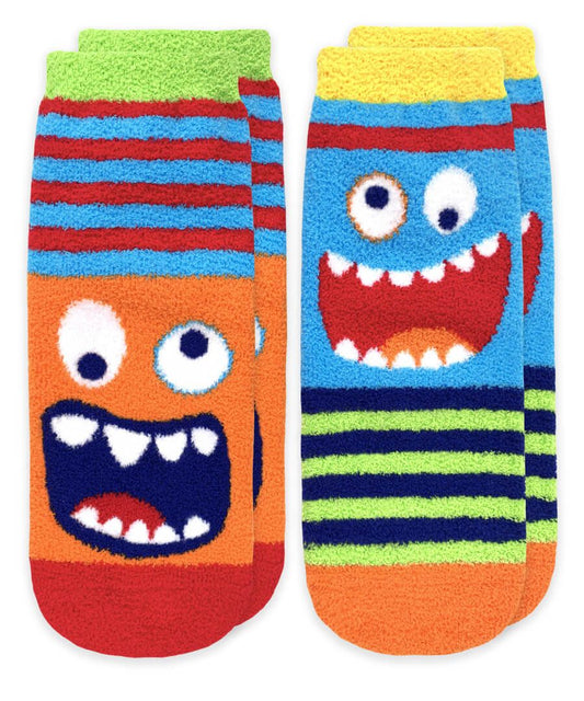 Monster Fuzzy Non-Skid Slipper Socks 2 Pair Pack Kids Socks + Tights Jefferies Socks   