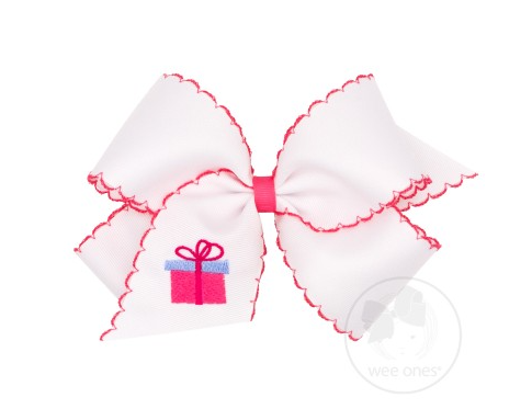 King Moonstitch Bow with Hot Pink Present Kids Hair Accessories Wee Ones