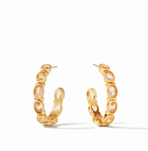 Mykonos Hoop Gold Clear Crystal - Medium Earrings Julie Vos