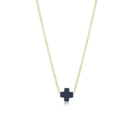 Signature Cross 16" Gold Necklace - Navy Women's Jewelry enewton