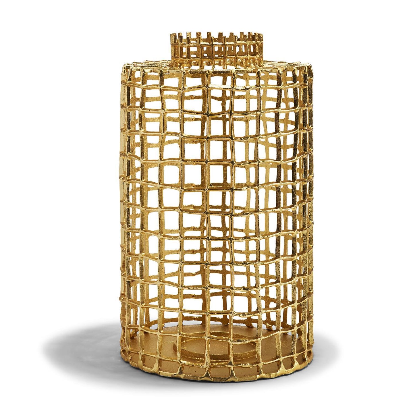 Golden Basket Cylinder Lantern Home Decor Two's Company