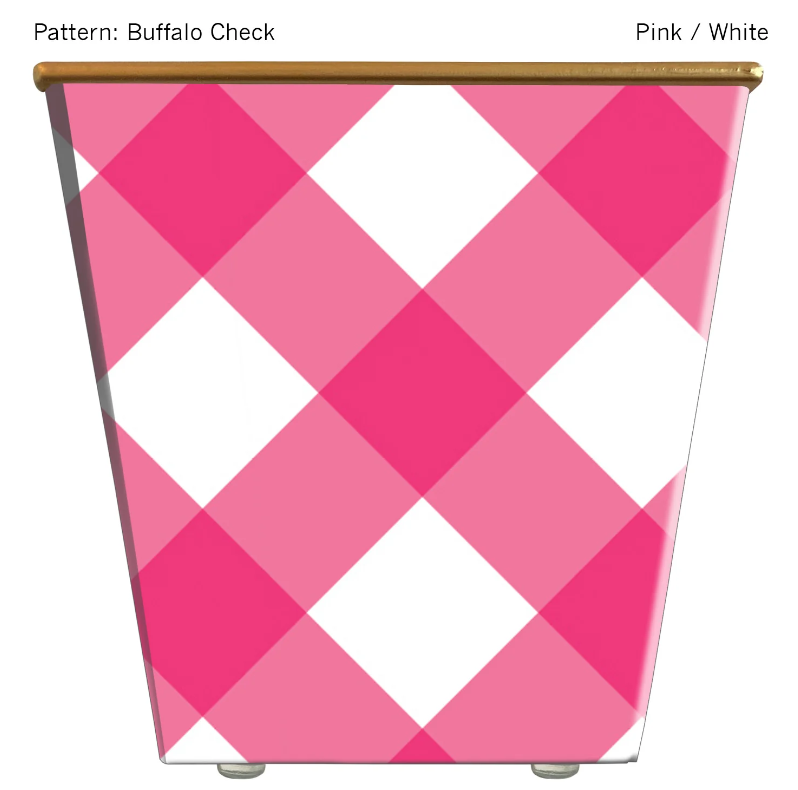 WH Hostess Pink Buffalo Check Cachepot Candle Candles Hedge Farm