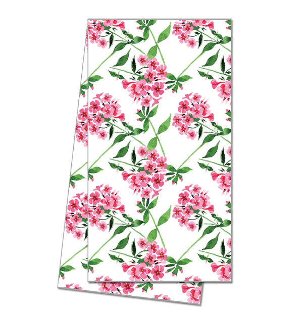 Pink Flowers Cotton Tea Towel Gifts WH Hostess