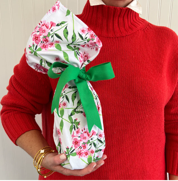 Pink Flowers Cotton Tea Towel Gifts WH Hostess