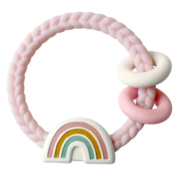Ritzy Rattle Silicone Teether Rattle - Rainbow Pink Gifts Itzy Ritzy