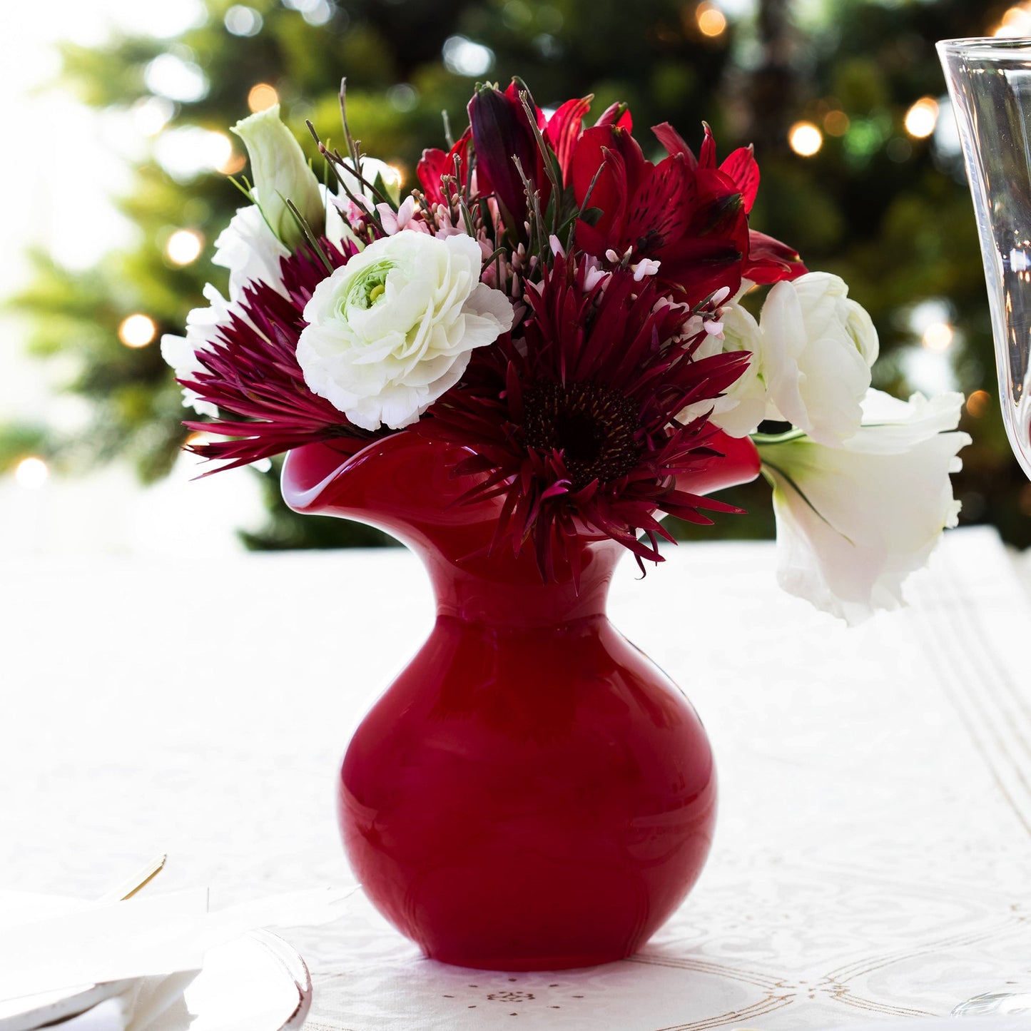 Hibiscus Glass Red Bud Vase Home Decor Vietri