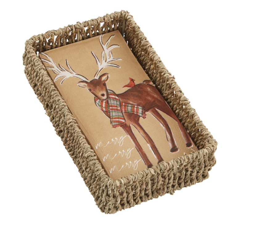 Reindeer Guest Towel Basket Set Gifts Mudpie