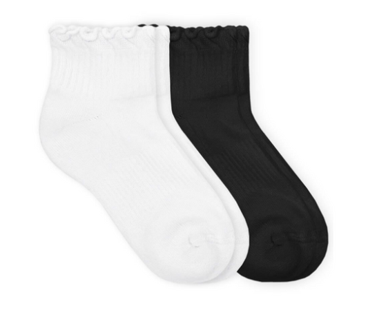 Ruffle Ripple Edge Quarter Sport Sock - White Kids Socks + Tights Jefferies Socks   