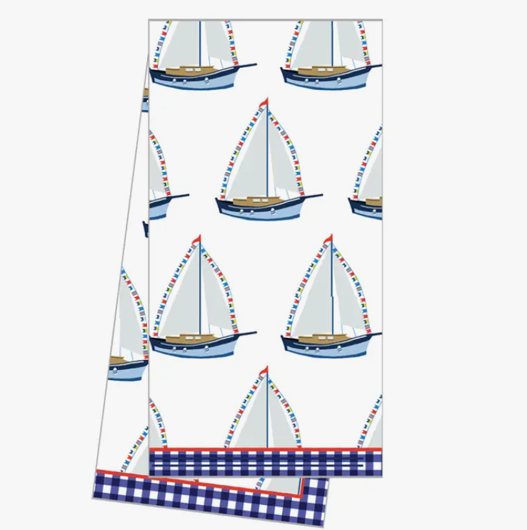 Sailboats Cotton Tea Towel Gifts WH Hostess