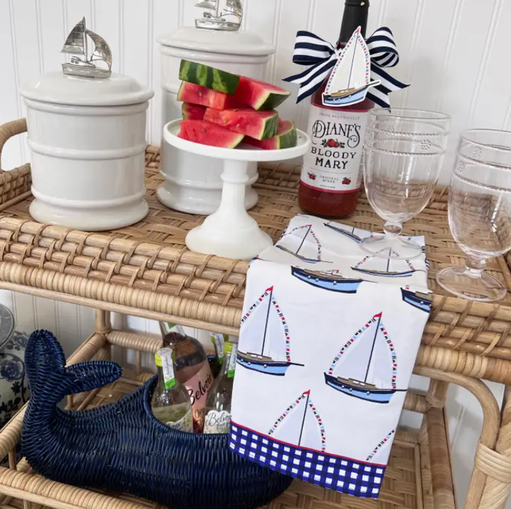Sailboats Cotton Tea Towel Gifts WH Hostess