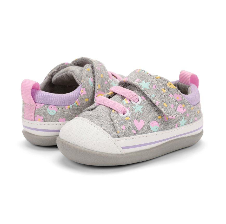 Stevie (Infant) - Gray Jersey/Happy Shoes See Kai Run