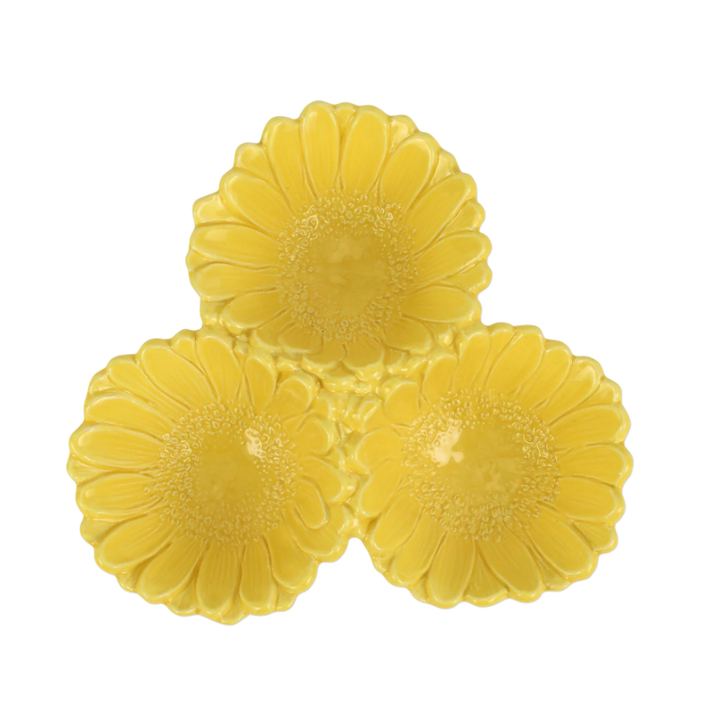Fiori di Campo Yellow Daisy Three Part Server Home Decor Vietri