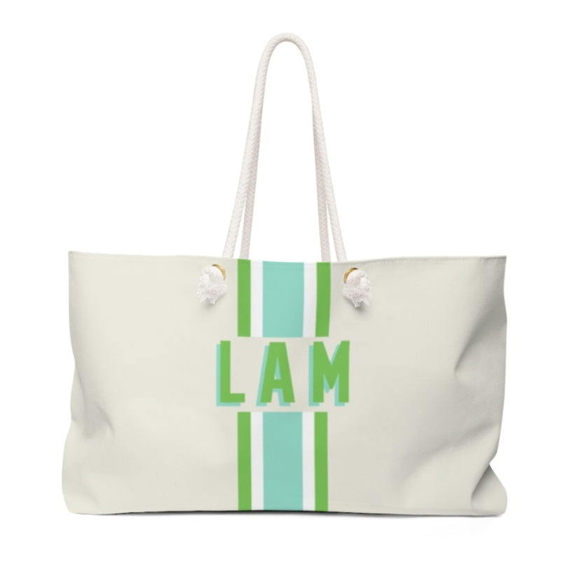 Travel Tote - Stripes Limeaide Gifts Clairebella