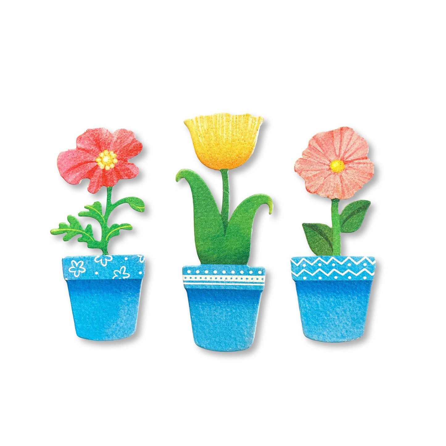 Flower Pot Magnets S/3 Blue Gifts Roeda Studio