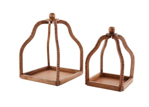 Natural Wood Beaded Lantern Set of 2 Home Decor Mudpie