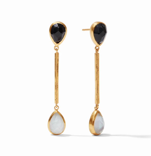 Cassis Duster Earring - Obsidian Black and Iridescent Clear Crystal Women's Jewelry Julie Vos