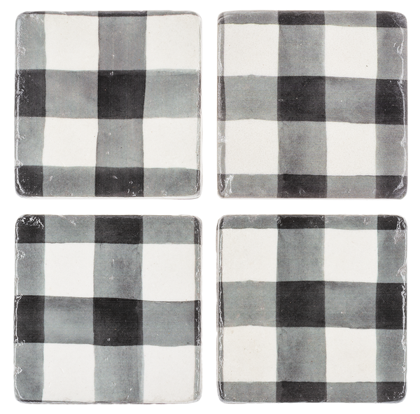 Black & White Gingham Coaster - Single Gifts Midwest-CBK