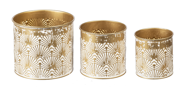 Ginkgo Embossed Planter 3 Pc Set Gifts Midwest-CBK
