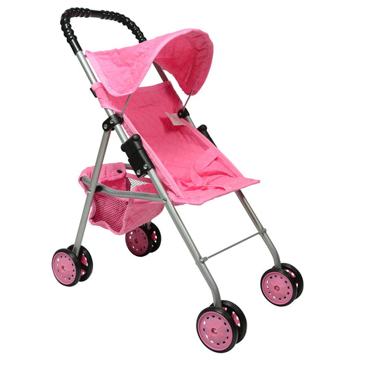 My First Doll Stroller with Basket and Hood Pink Quilted Toys New York Doll Collection   