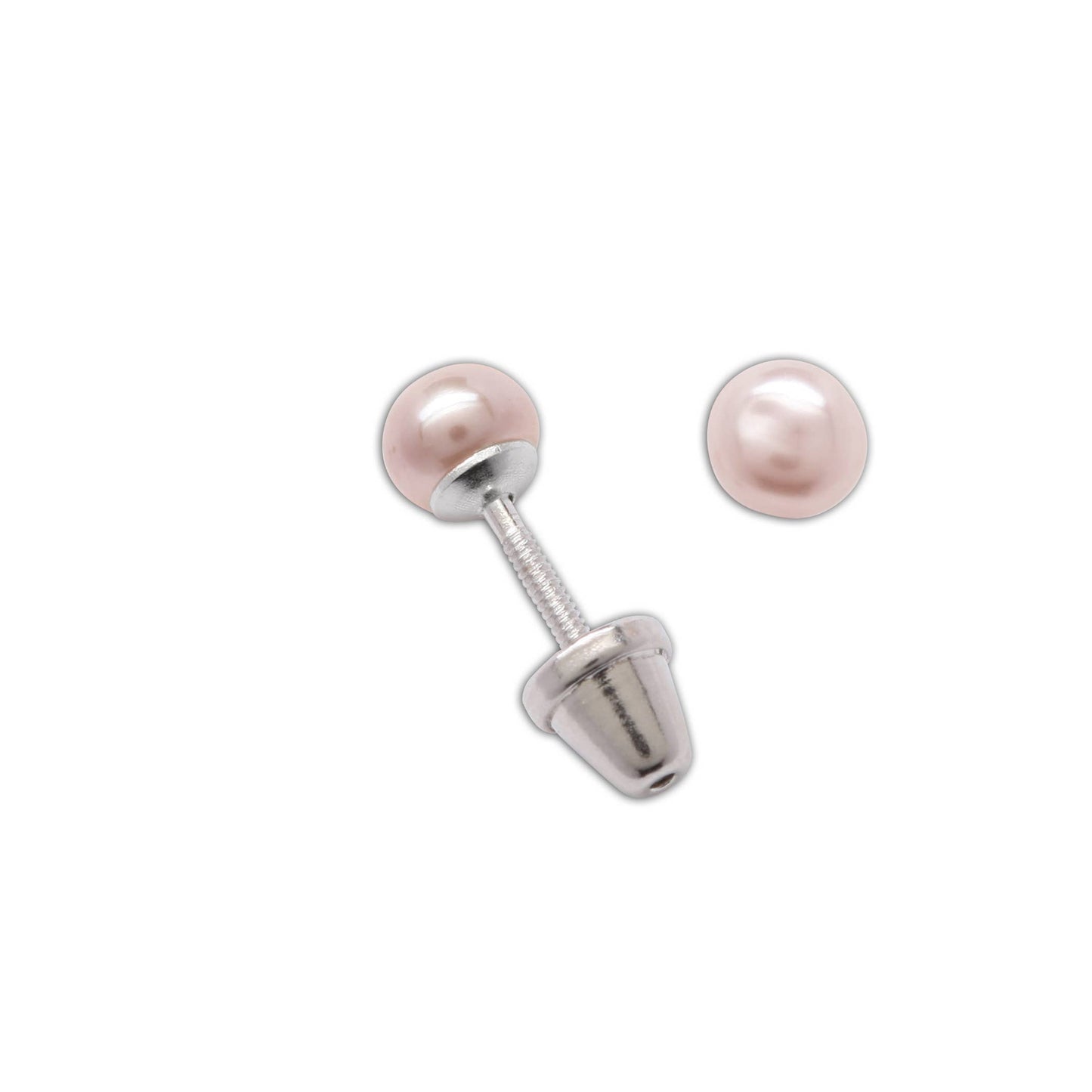 Sterling Silver Screw-Back Pink Pearl Earrings for Kids Gifts Cherished Moments