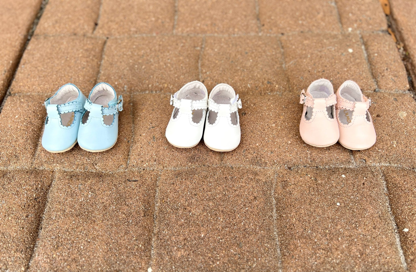 Elodie Scalloped T-Bar Crib Mary Jane - Pink Girls Shoes L'Amour