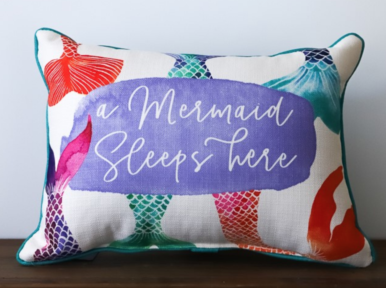 A Mermaid Sleeps Here Pillow Home Decor The Little Birdie