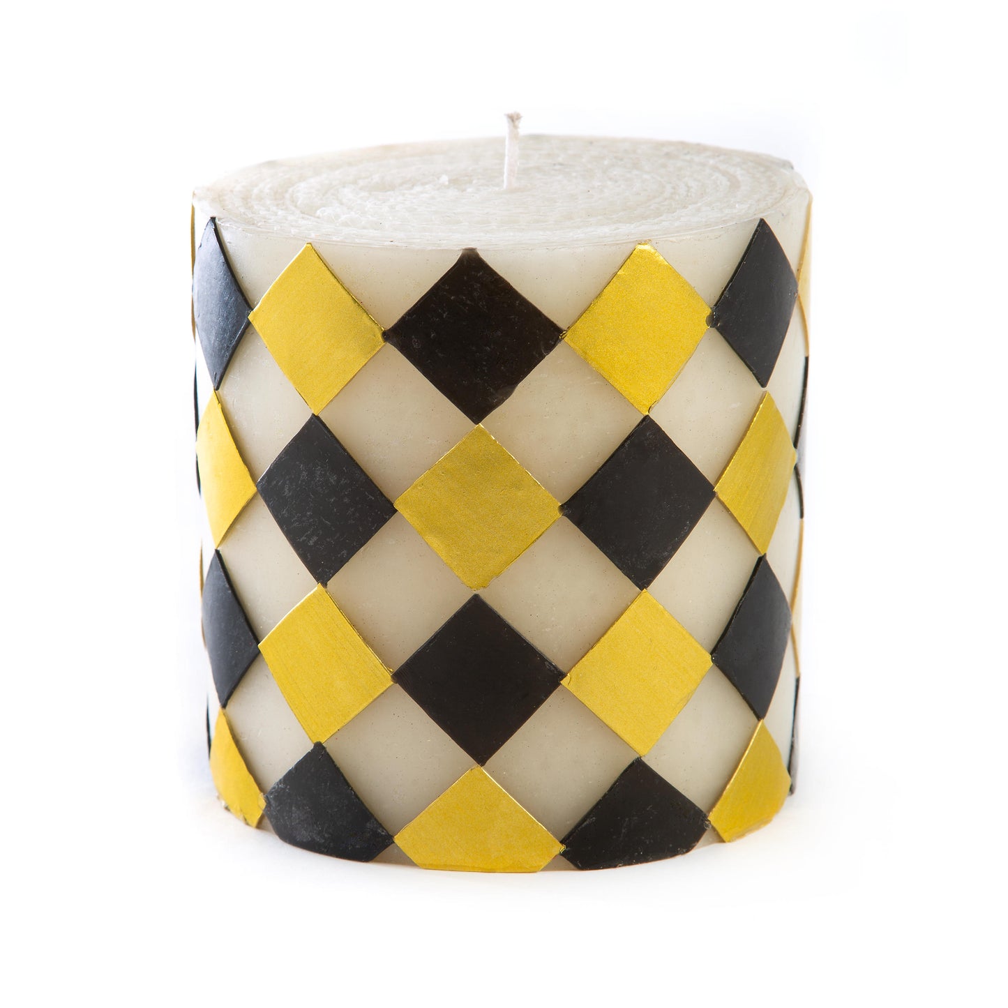 Harlequin Pillar Candle - 5" - Black and Gold Home Decor MacKenzie Childs