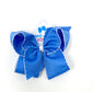 King Moonstitch Basic Bow Kids Hair Accessories Wee Ones Capri Blue with White  