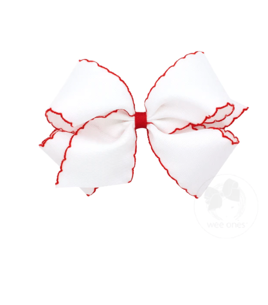 King Moonstitch Bow - White with Red Kids Hair Accessories Wee Ones