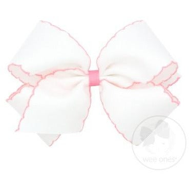 King Moonstitch Basic Bow Kids Hair Accessories Wee Ones White with Light Pink  