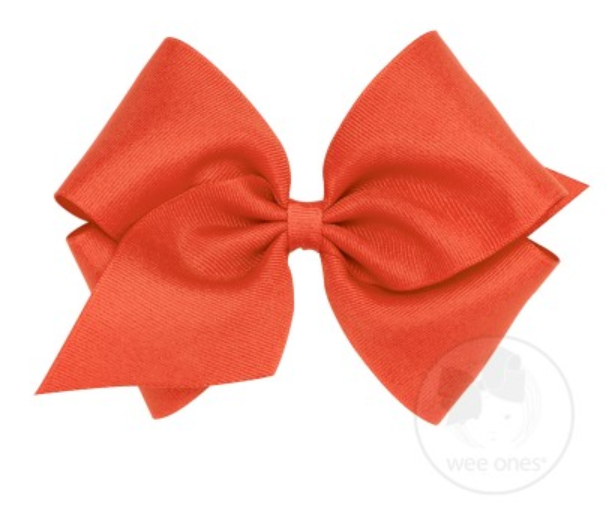 Mini King Grosgrain Bow - Mandarin Orange Accessories Wee Ones