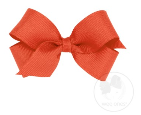 Mini Grosgrain Bow - Mandarin Orange Accessories Wee Ones