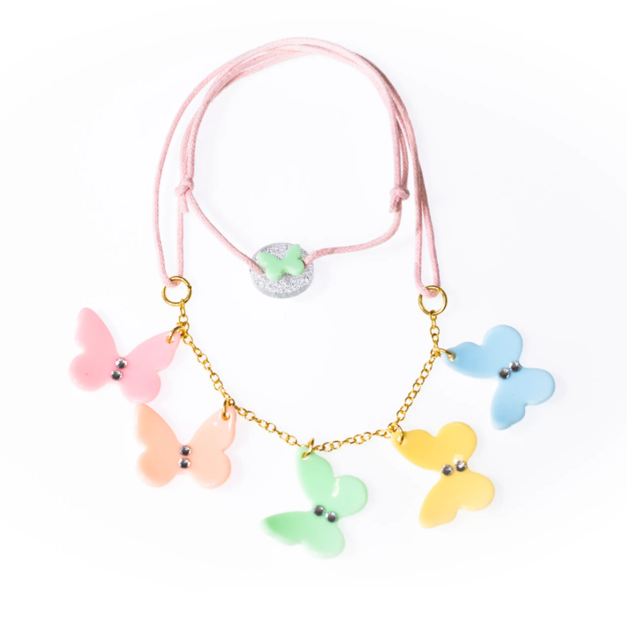 Pastel Multi Butterfly Necklace Accessories Lilies & Roses