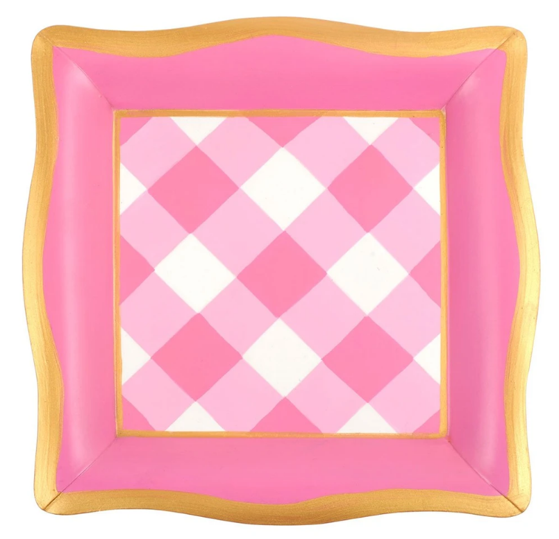 White & Pink Buffalo Plaid Social Tray Home Decor Jayes Studio