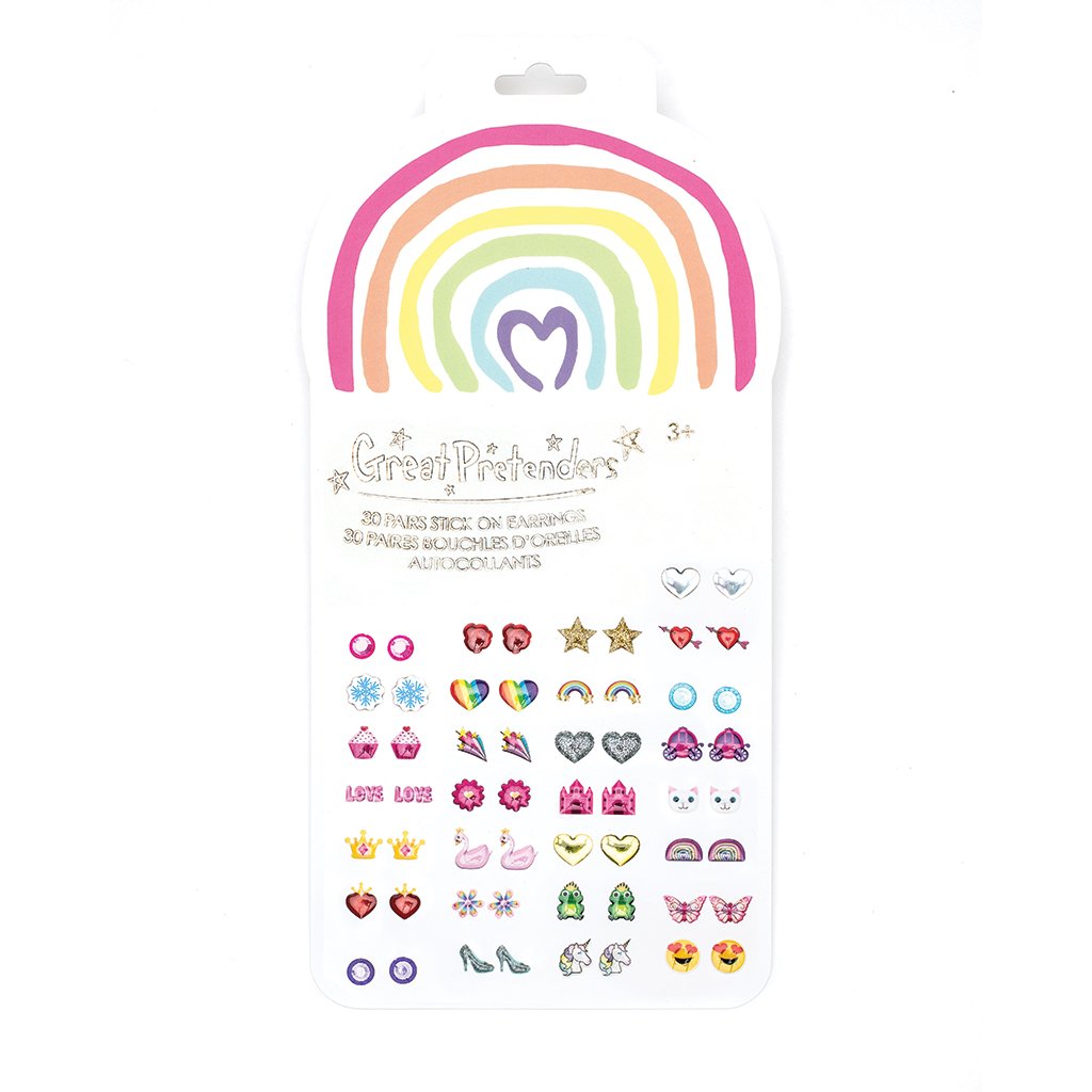 Rainbow Love Stick On Earrings Accessories Great Pretenders