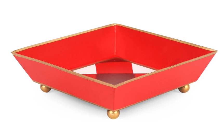 White & Red Buffalo Plaid Cocktail Napkin Tray Home Decor Jayes Studio