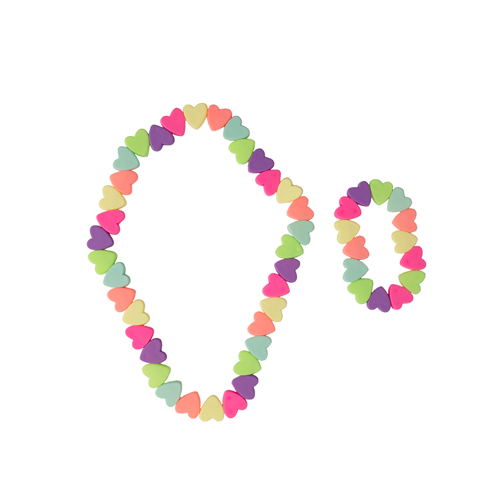 Sweet Tart Heart Necklace and Bracelet Set Accessories Great Pretenders