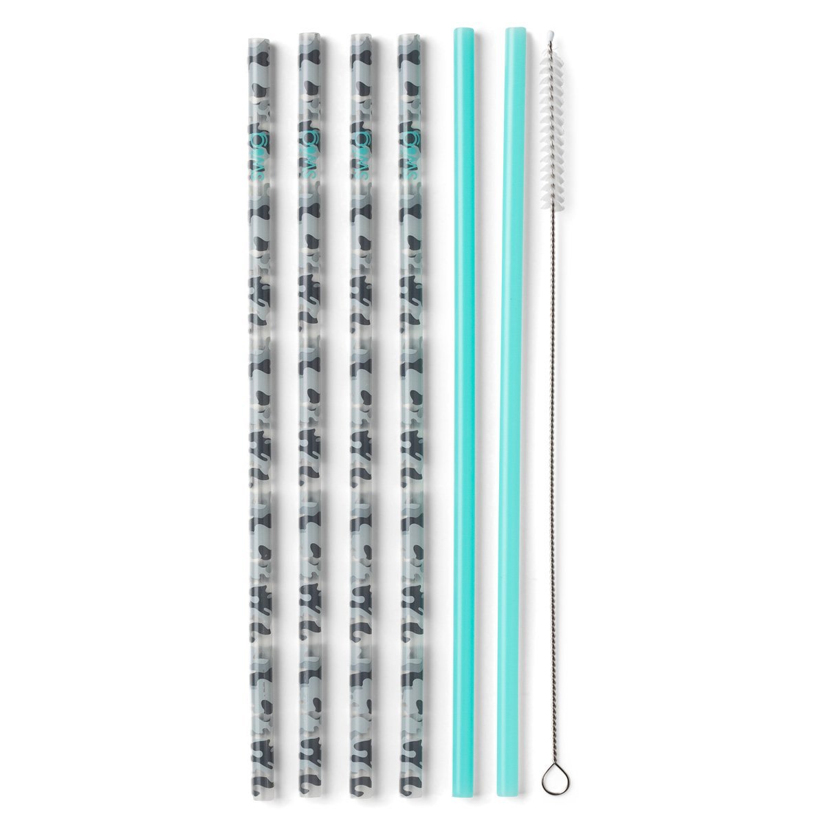 Incognito Camo & Aqua Reusable Straw Set (Tall) Gifts Swig