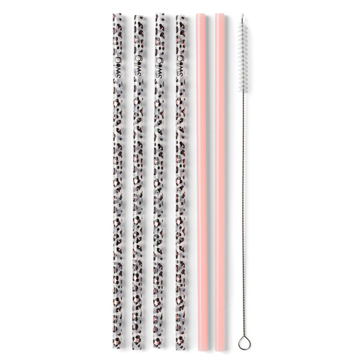 Luxy Leopard & Blush Reusable Straw Set (Tall) Gifts Swig