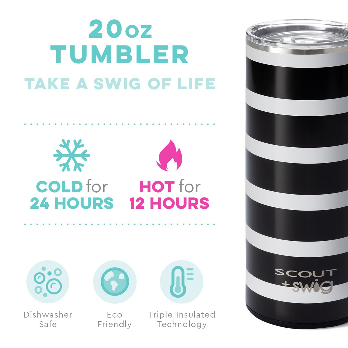 20oz Tumbler - Fleetwood Black Gifts Swig