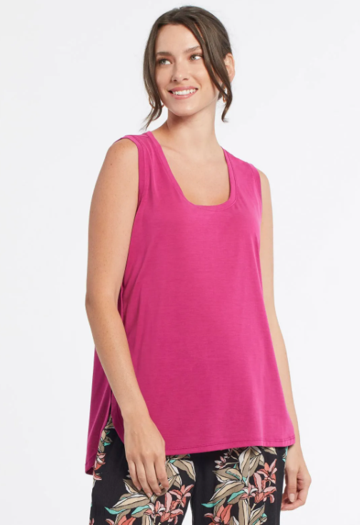 U Neck Tank Top w/ Side Slits - Berry Fizz Women's Clothing Tribal