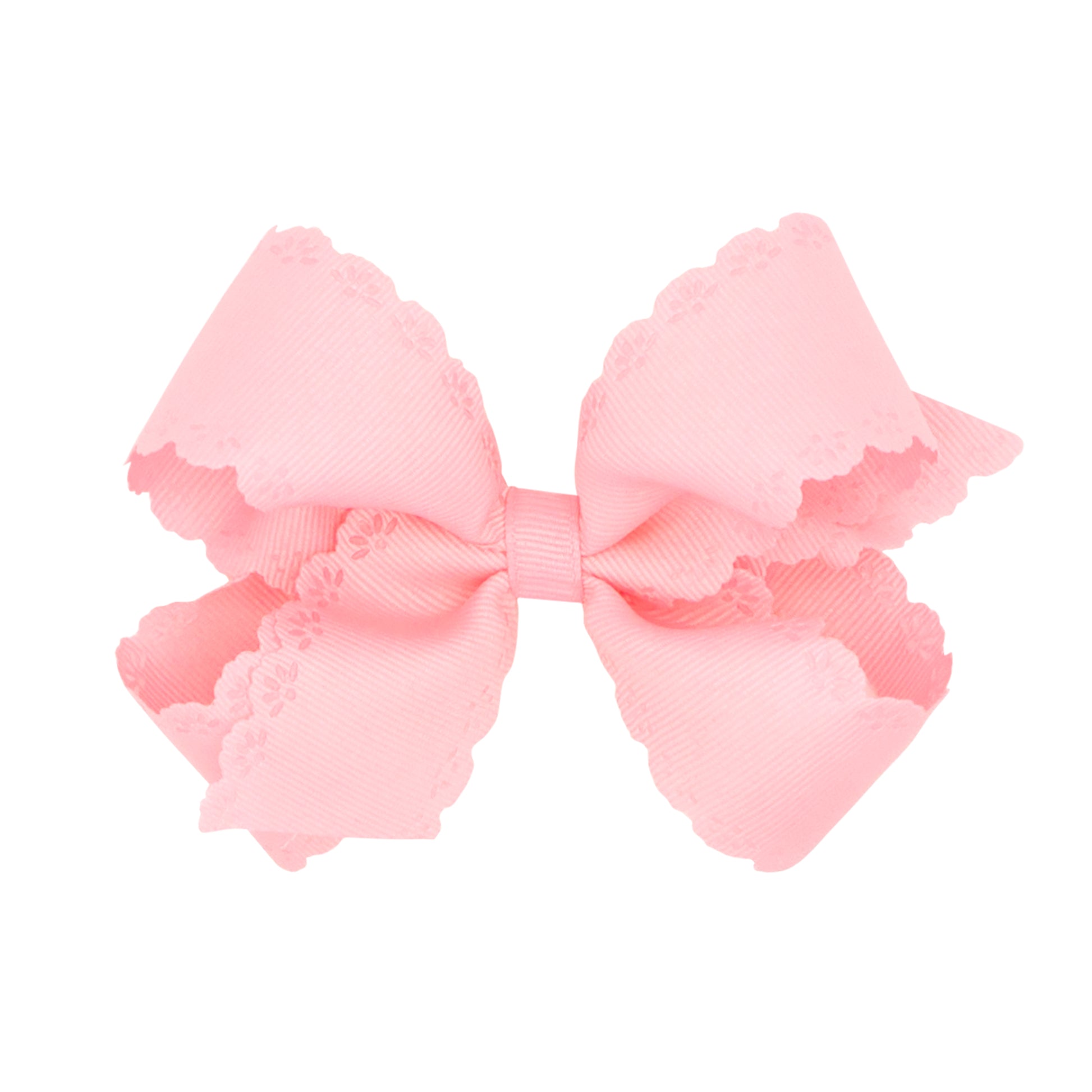 Medium Eyelet Embossed Grosgrain Bow - Light Pink Kids Hair Accessories Wee Ones   