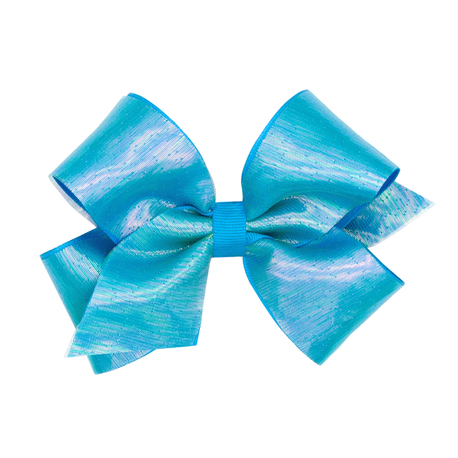 Medium Sheer Iridescent and Grosgrain Overlay Bow - Island Blue Kids Hair Accessories Wee Ones