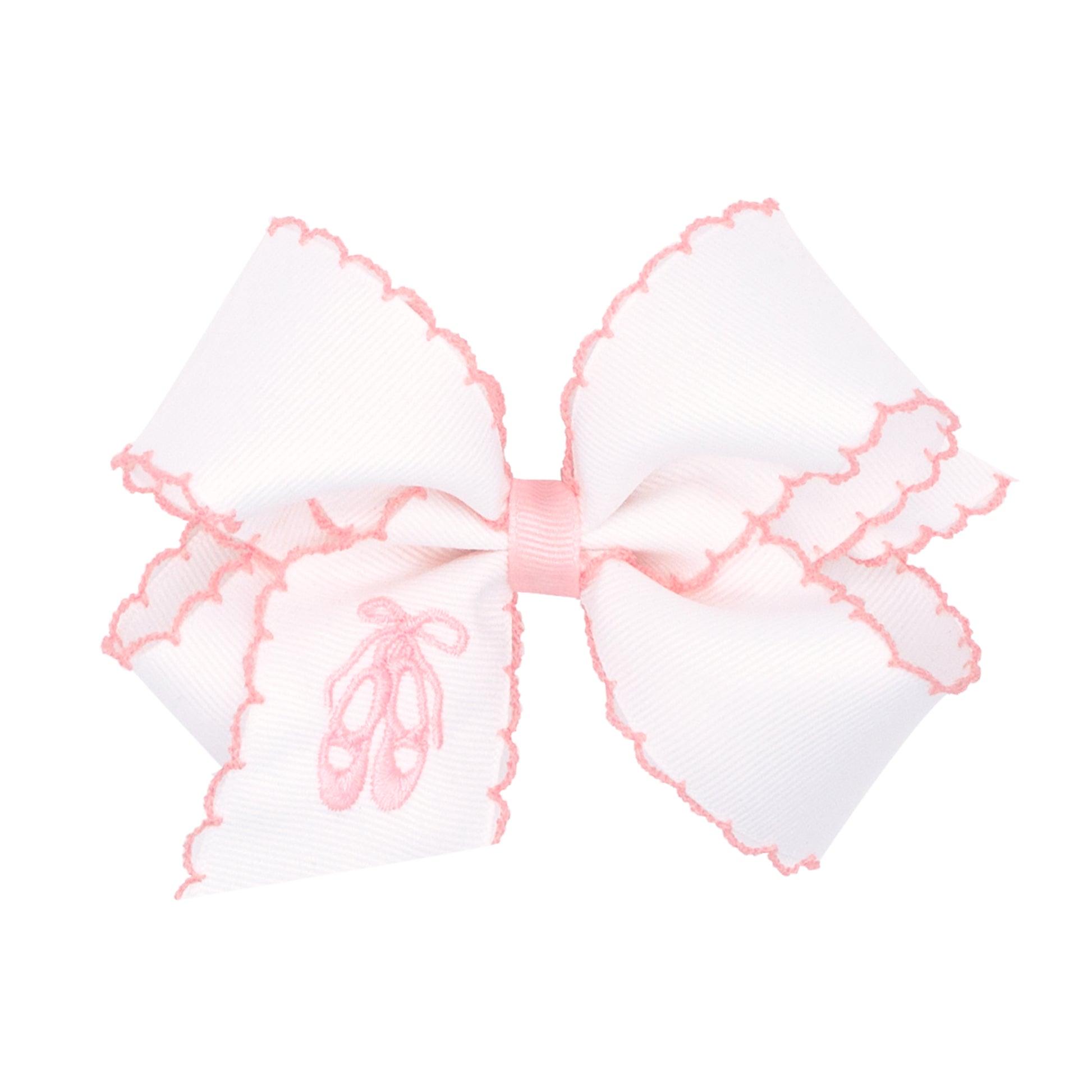 Medium Grosgrain Hair Bow w/ Pink Moonstitch Edge - Ballet Kids Hair Accessories Wee Ones