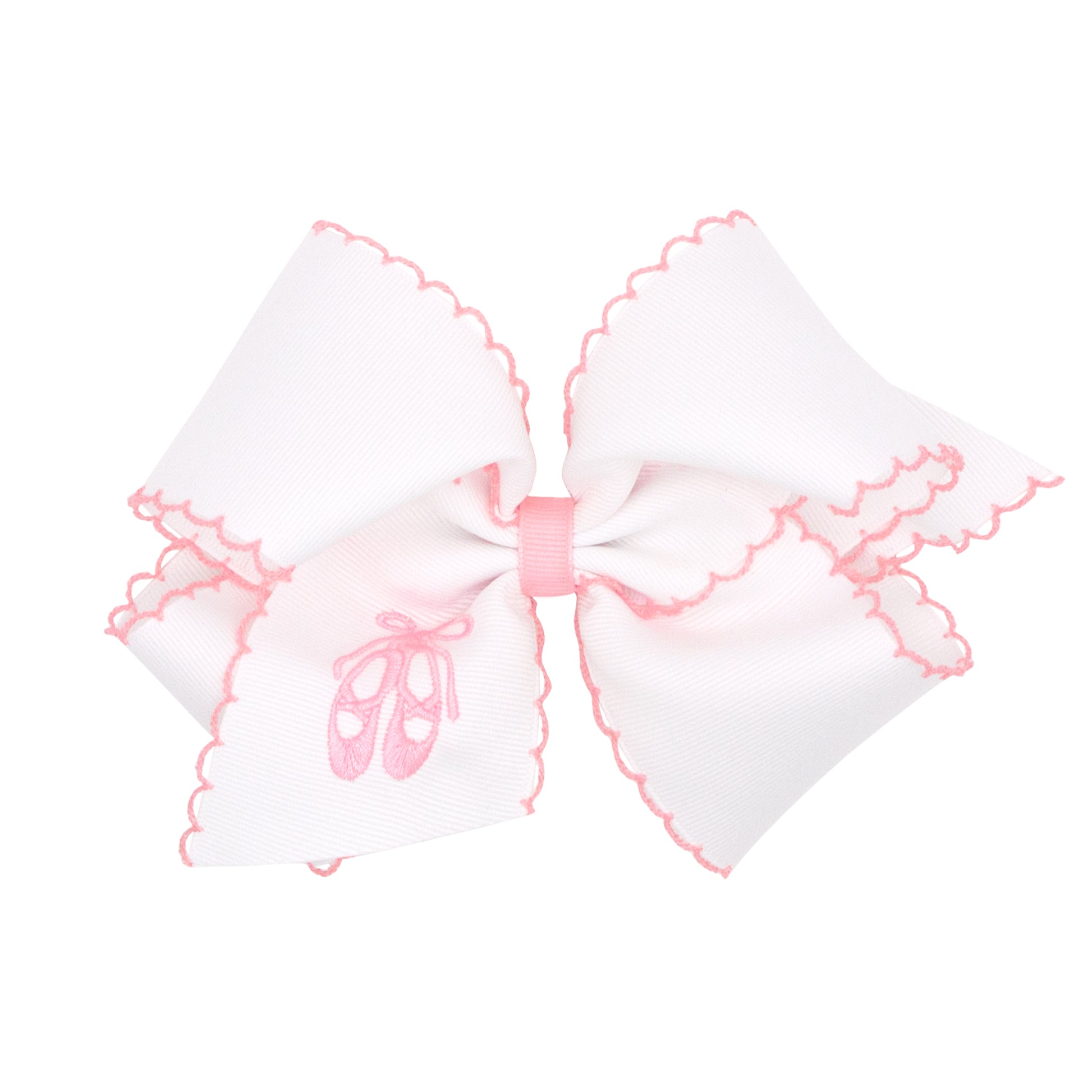 King Grosgrain Hair Bow w/ Pink Moonstitch Edge - Ballet Kids Hair Accessories Wee Ones