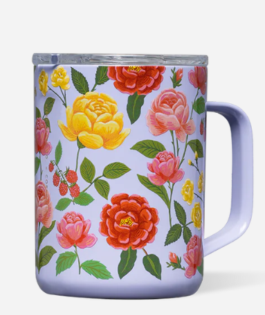 16oz Mug - Roses Purple Rifle Paper Insulated Drinkware Corkcicle   