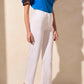 Comfort Stretch Fly Front Wide Leg Pants - White Pants Tribal