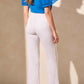 Comfort Stretch Fly Front Wide Leg Pants - White Pants Tribal