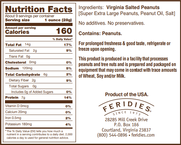 9 oz. Salted Virginia Peanuts Impulse FERIDIES   