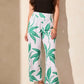 Pull On Ankle Pants w/ Pleats - Kelly/White Floral Pants Tribal